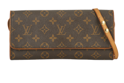 Twin Pochette GM Crossbody, Leather, Mono, DB/E, 2*